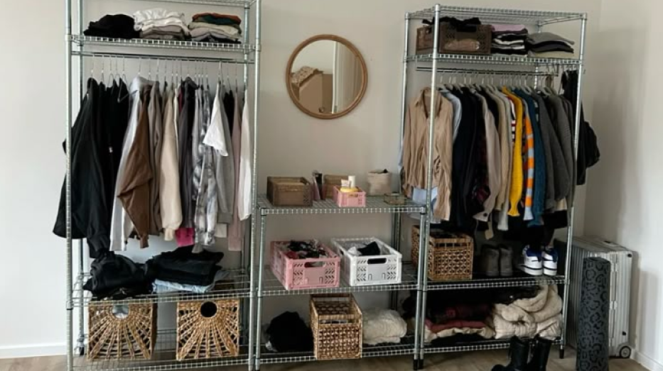 Clothing rack with curated pieces